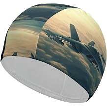 Aircraft Fighter Jets Swimming Cap Breathable High Elasticity Swim Hat Soft Non-Slip Bath Cap for Women Men