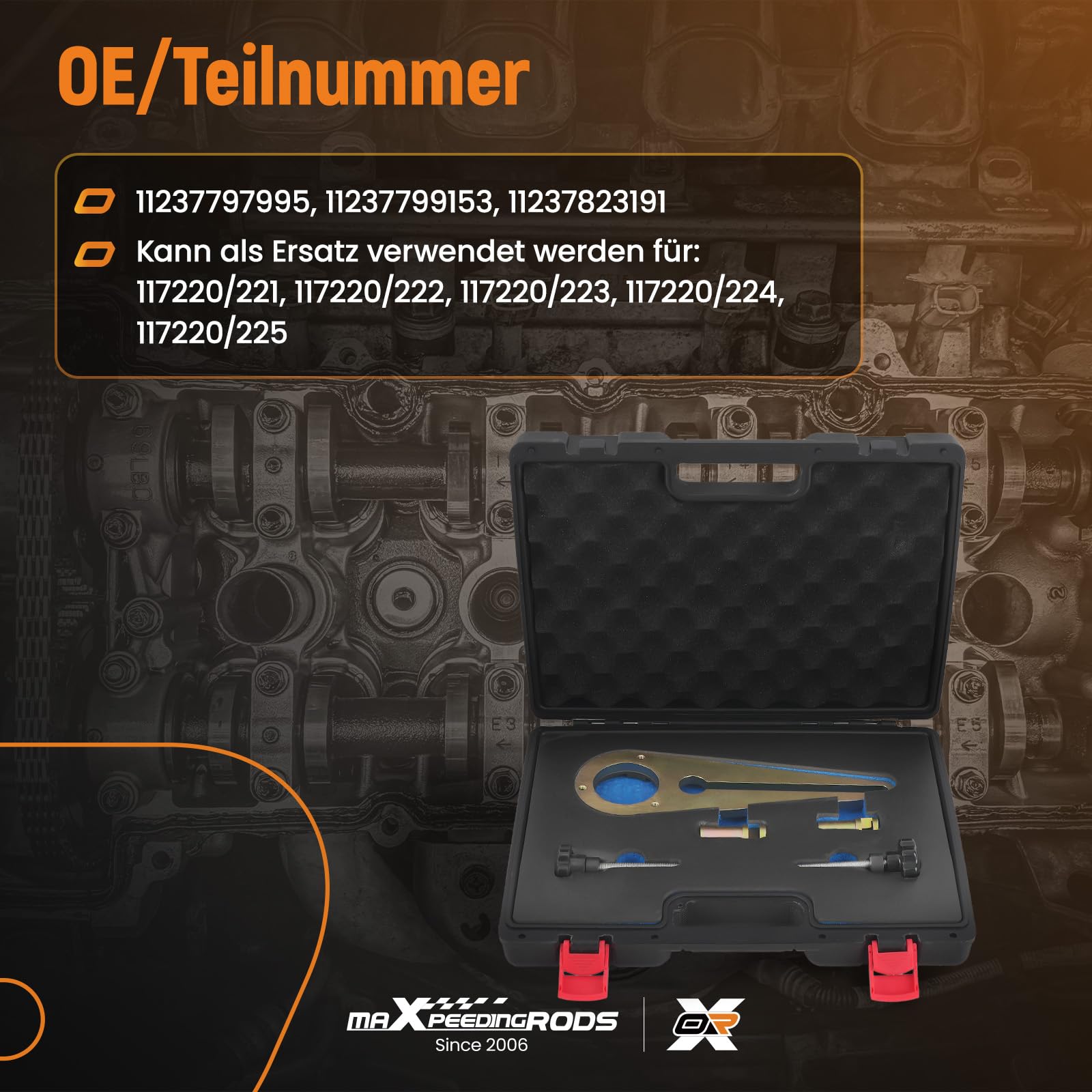 maXpeedingrods Set di attrezzi per pulegge albero motore per BMW N47 N57 | 117220/223 motore albero motore, strumento di regolazione del perno di bloccaggio, kit ammortizzatore di vibrazioni