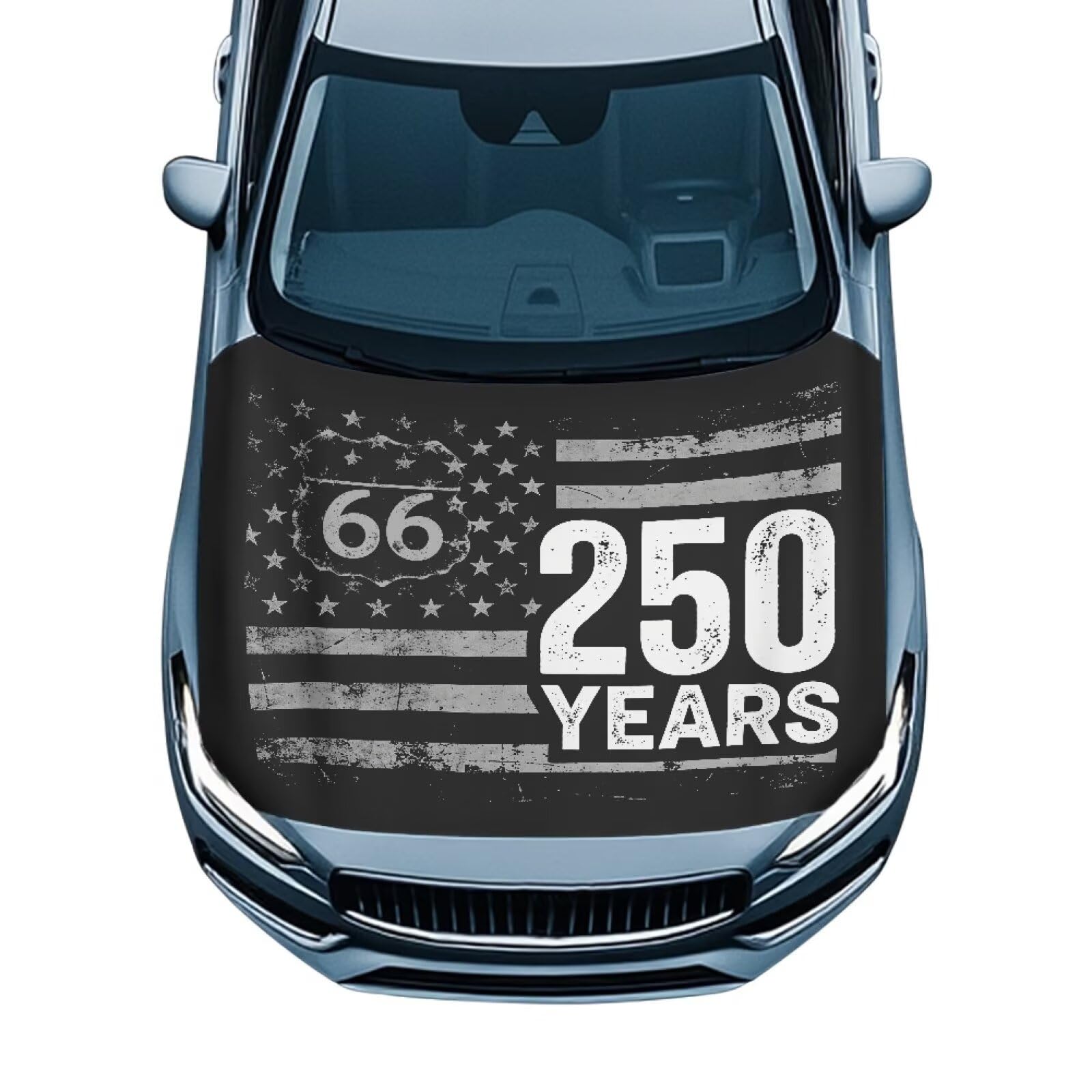 Black American Flag Car Hood Cover 4th of July Car Hood Cover Wrap Stretch Car Bonnet Banner 250 Years Patriotic Automotive Hood Covers Car Sedans Accessory Decorative Universal Fit