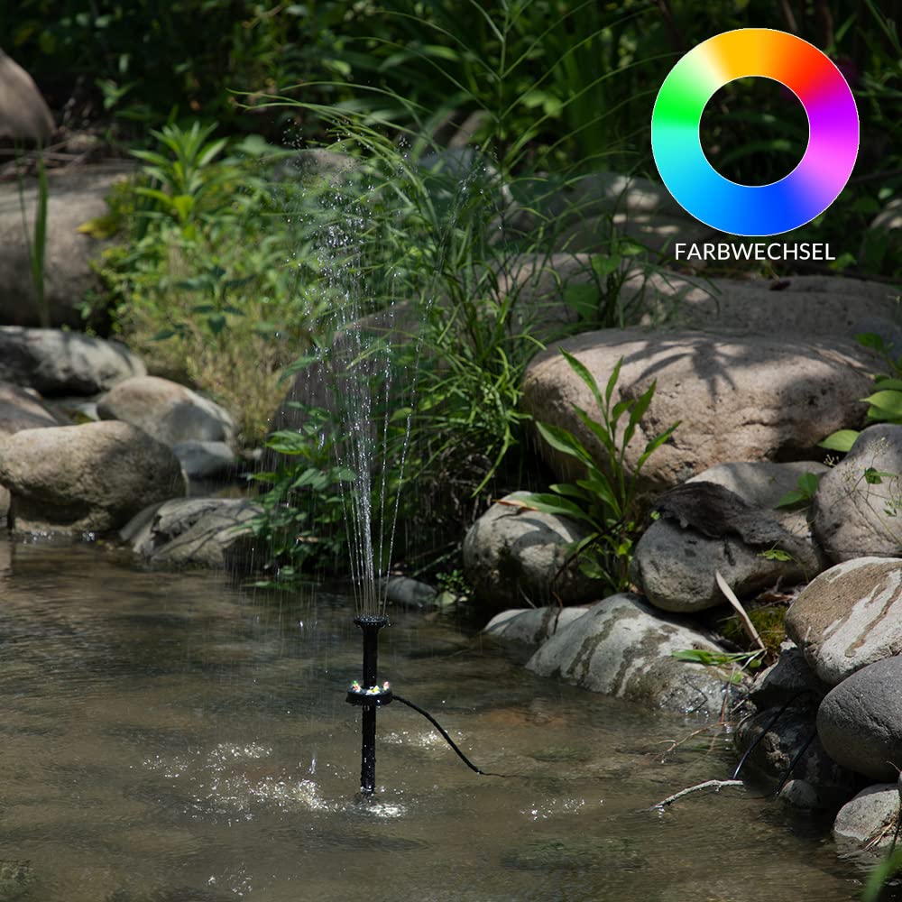Monzana Bomba Solar LED para Estanque de Jardín Fuente Multicolor Panel Solar Temporizador Control Remoto