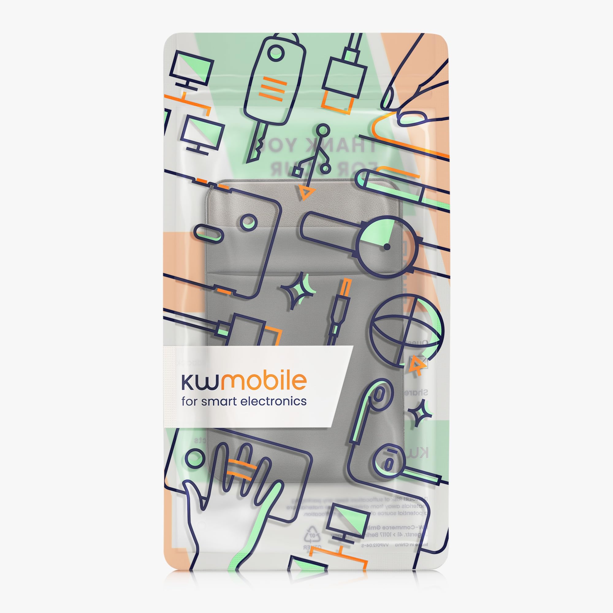 kwmobile Custodia Hard Disk Esterno Compatibile con SanDisk Portable SSD, Samsung T7, Crucial X8, HDD Cover - Case SSD 2 Tasche - Porta Accessori Elettronici - Tessuto Elastico - grigio
