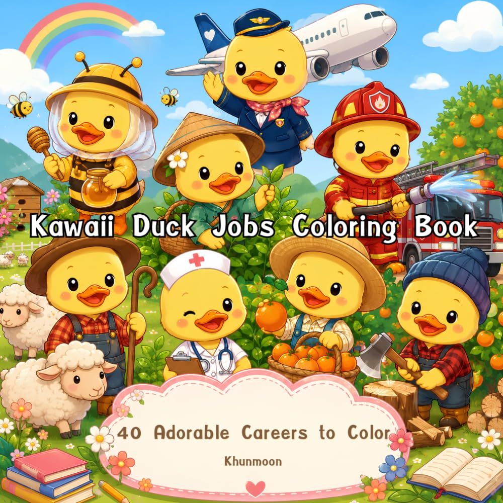 You Can Be Anything!: Little Duck Careers Coloring Book: Featuring Adorable Duck Friends in 40 Inspiring Jobs and Occupations to Color, Learn, and Dream