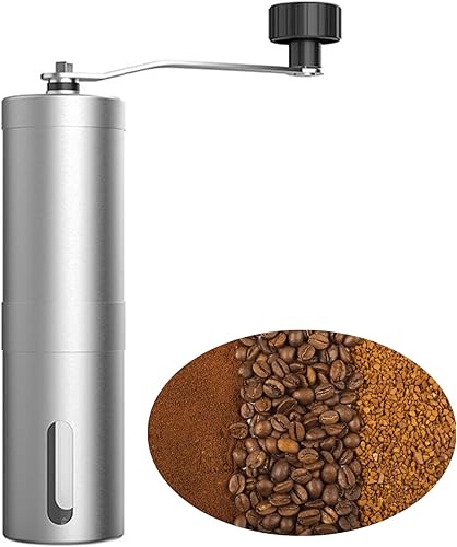Molinillo de café manual, múltiples ajustes ajustables, molinillo de café de mano portátil con rebabas de cerámica y manivela desmontable para