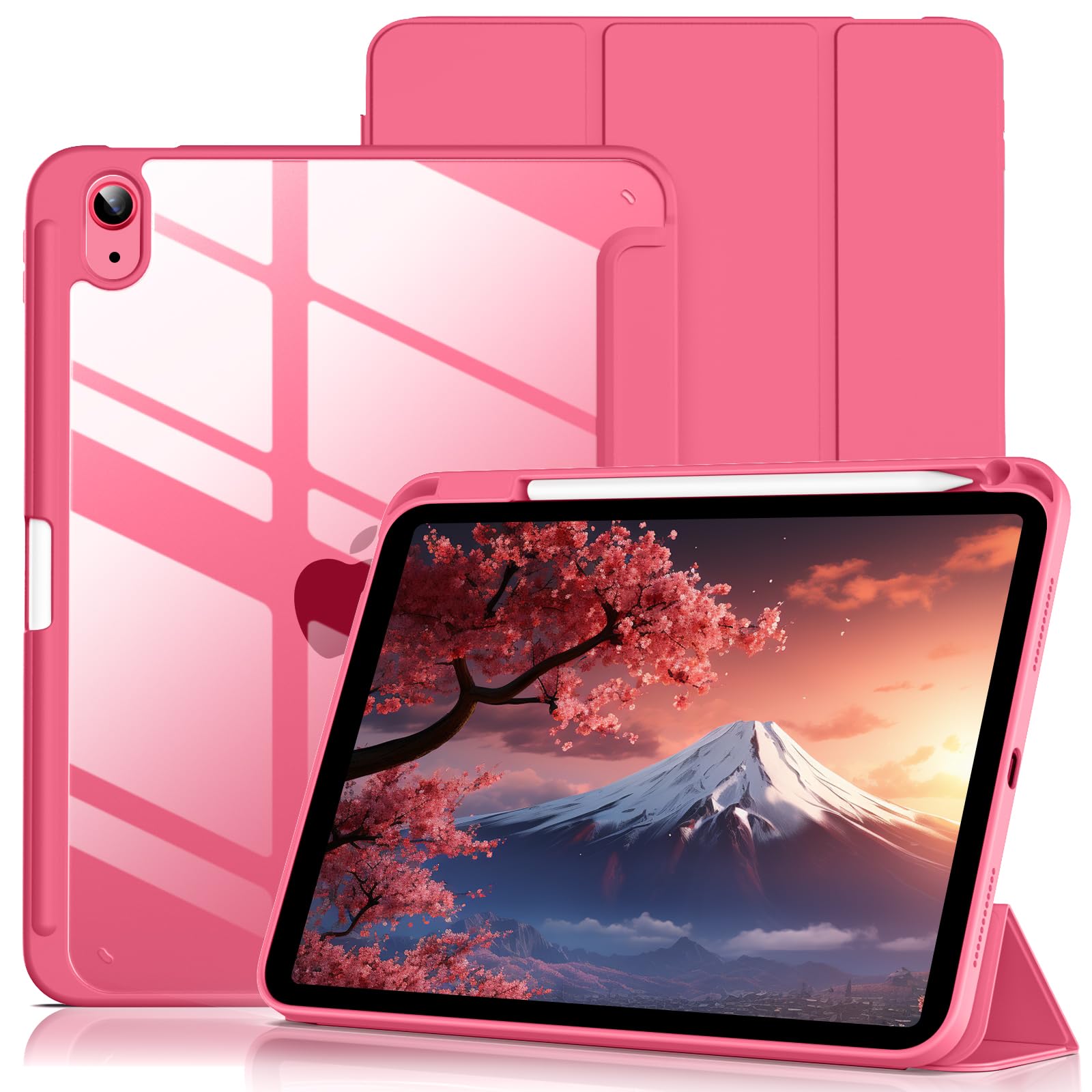 Lsmmpoba Case for iPad (A16) 11th Generation 11 Inch 2025, iPad 10th Generation 10.9 Inch 2022 with Pencil Holder, Clear Transparent Back Shell