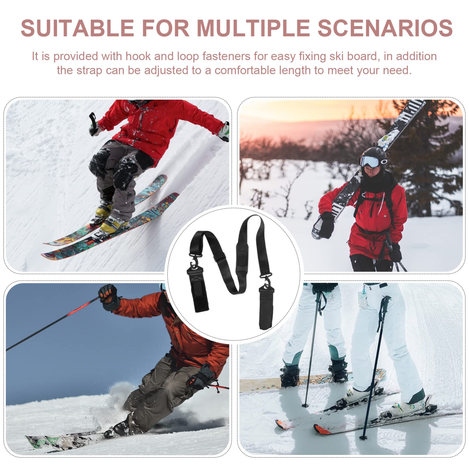 Mipcase bandoulière de Snowboard poteaux Les Bretelles Traction Accessoire de Transport de Snowboard Bretelles de Ski Sangles de Tige bandoulière de Ski mélange de Polyester Grey