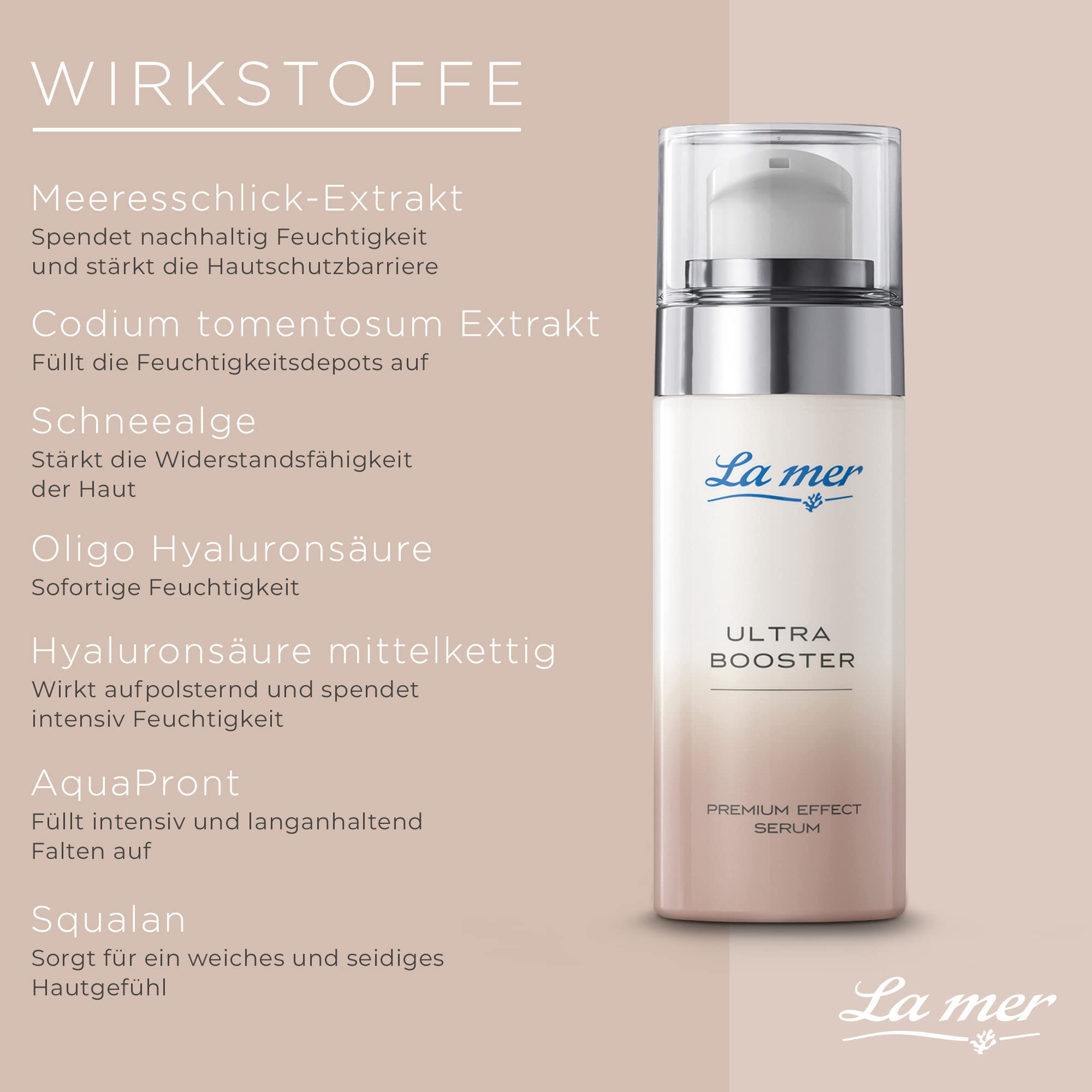 La mer Ultra Booster Premium Effect Serum - Tiefenwirksame Pflege mit Hyaluronsäure - Anti Aging Effekt - Langanhaltende Feuchtigkeit für eine straffe und geglättete Haut - 30 ml