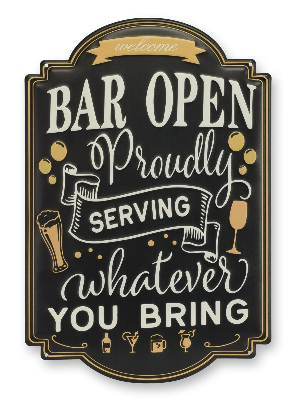 aubaho Cartel de chapa con diseño retro para decoración de bar abierto