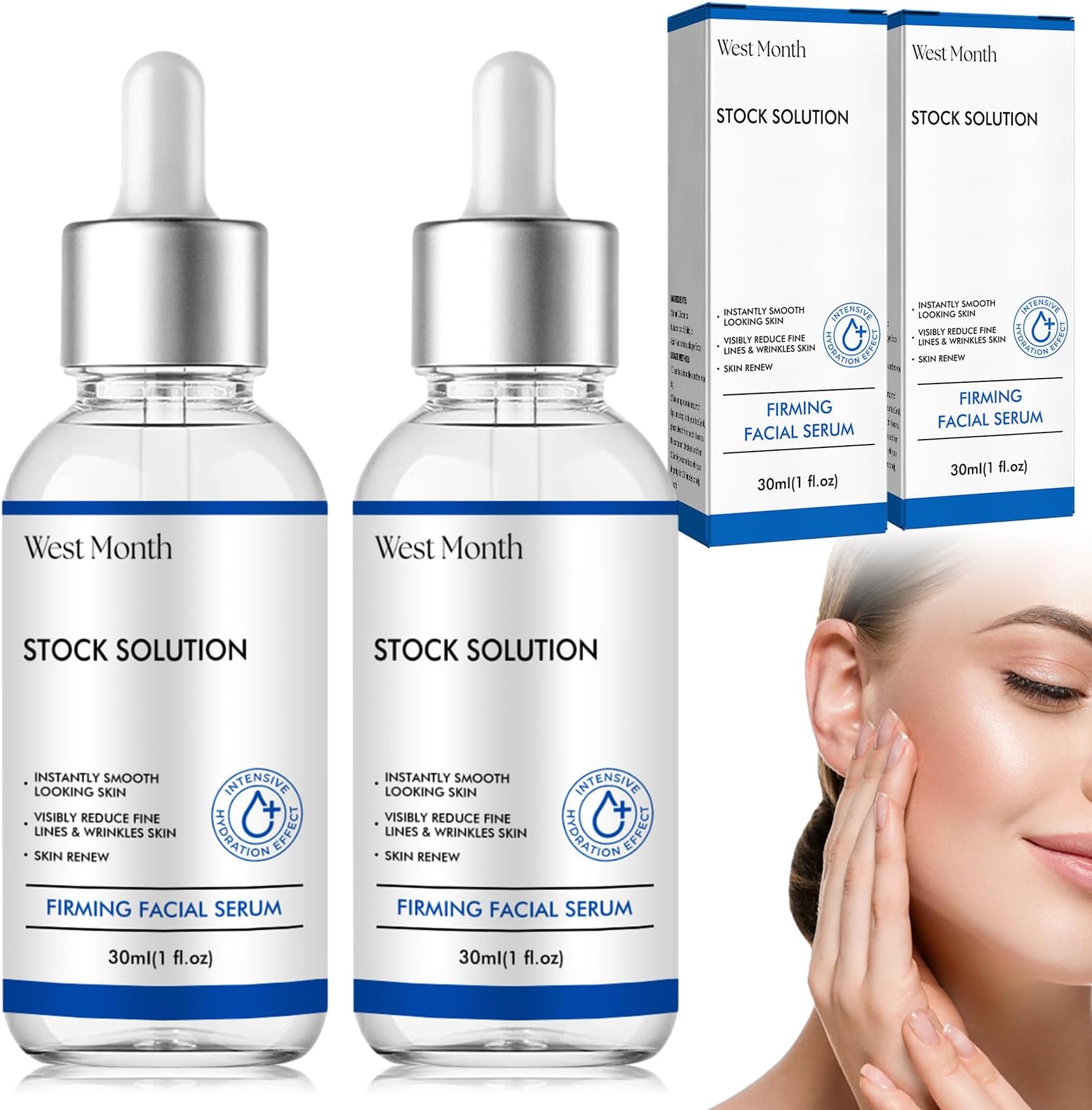 TaimeiMao Pack of 2 Serum Instant Effect Face, Stock Solution Face Serum with Vitamin C & E, Anti-Ageing Serum Skin Care, Anti-Ageing Collagen Serum Suitable for All Skin Types