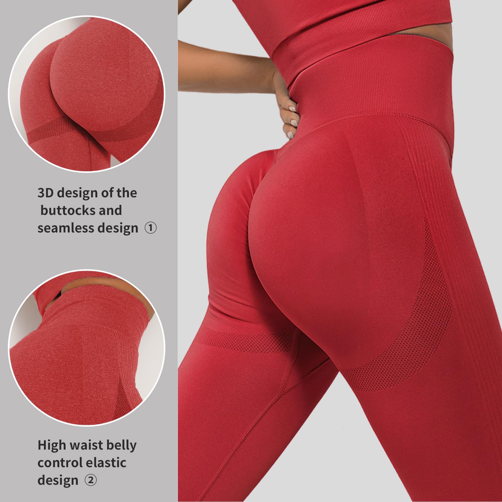 Merlvida Leggins Sportivi Donna Vita Alta Leggings Push Up Pantaloni Palestra Controllo della Pancia Anticellulite Pantacollant Opaco Elastici Tuta Collant Abbigliamento Sportivo Donna Yoga Fitness