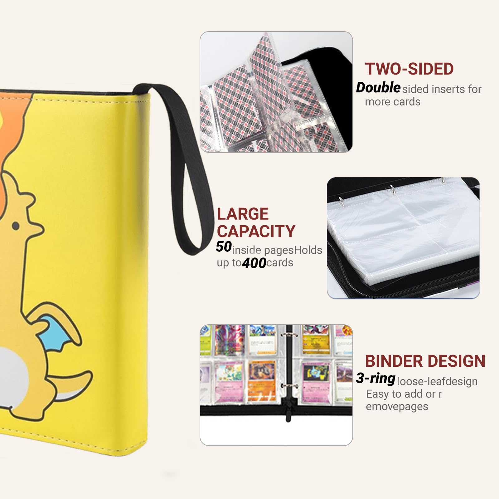 ZHUIYIWIN 4-Pocket Trading Card Binder,400 Pockets Card Binder Folder - Image 3