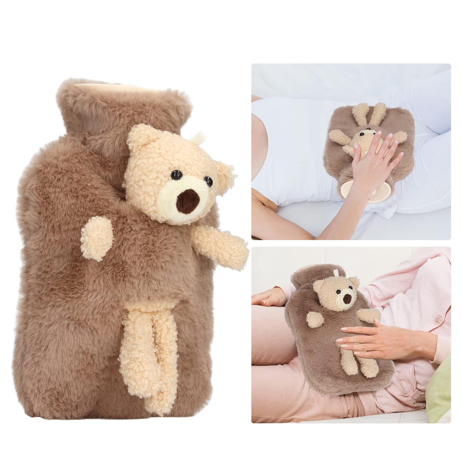 Bouillotte de luxe avec housse en peluche synthétique extra douce de