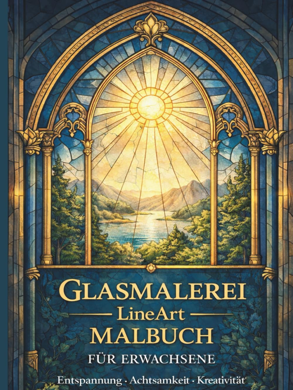 Glasmalerei LineArt Malbuch: Malbuch für Erwachsene zur Entspannung, Achtsamkeit und Kreativität