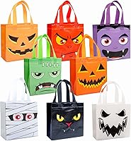 Vista 10 de 12 bolsas de Halloween con asas para niños, bolsas de regalo reutilizables no tejidas para envolver regalos, suministros de fiesta