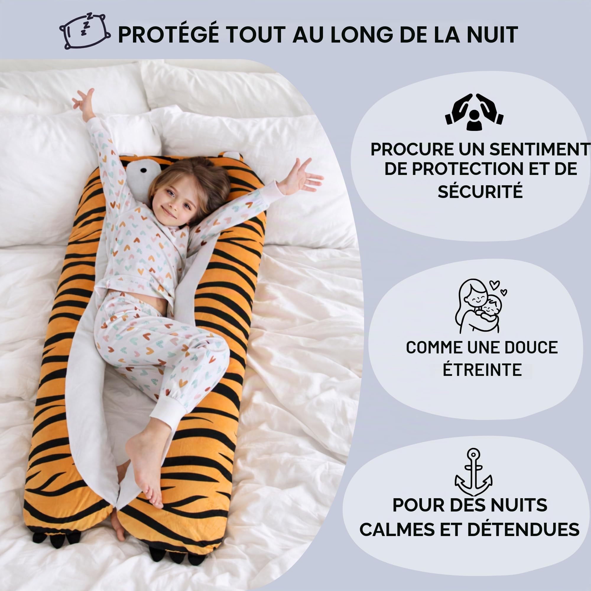 DRACA Coussin de positionnement latéral pour enfant - Coussin confortable - Coussin miracle - Anti-stress - TDAH - Pour enfants - Coussin multifonction en forme d'animal - Grand coussin douillet pour