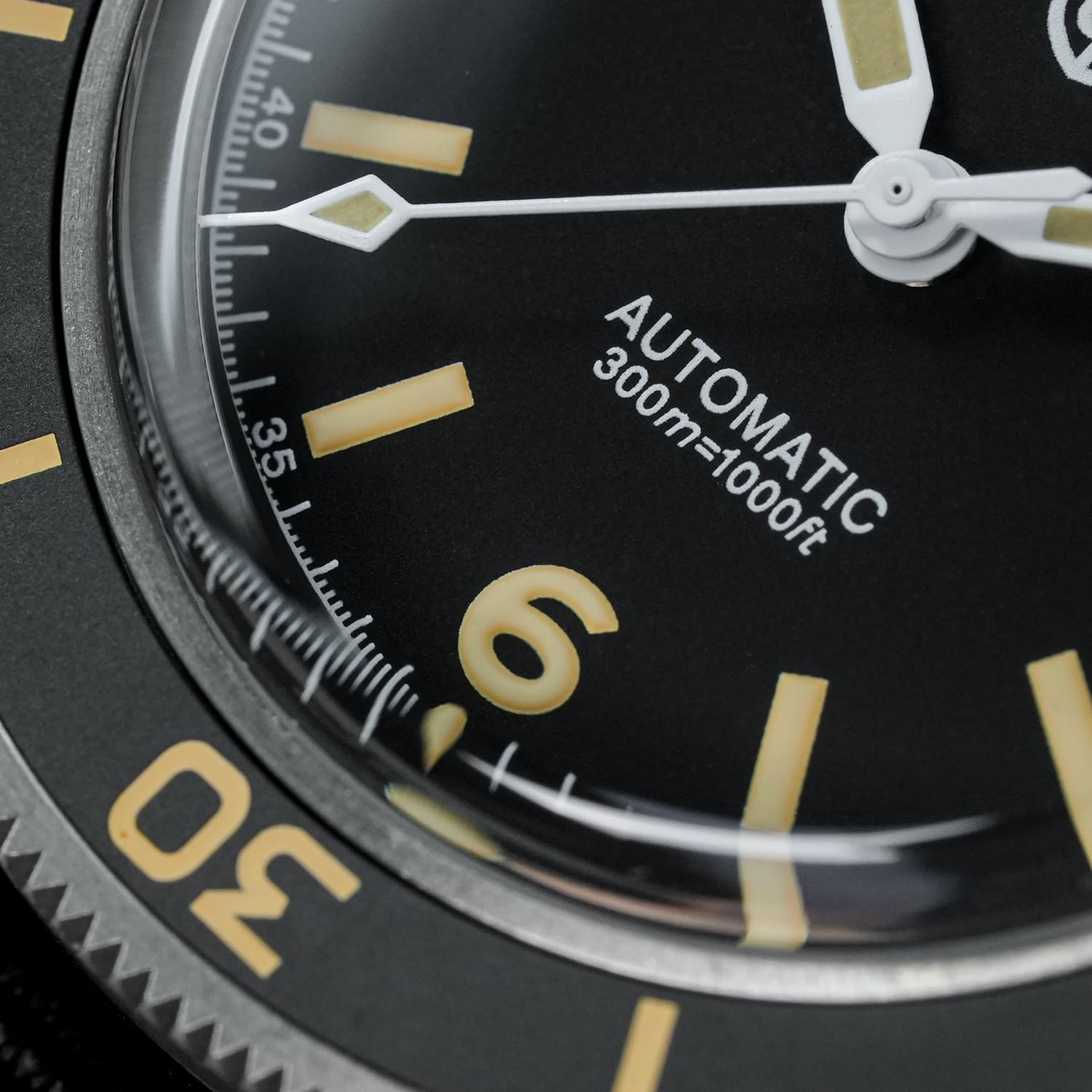 watchdives Montre de plongée automatique vintage WD50 Fathoms NH35 NH38 - Verre incurvé de 40 mm - Étanche à 300 m - Cadran noir avec bracelet en nylon