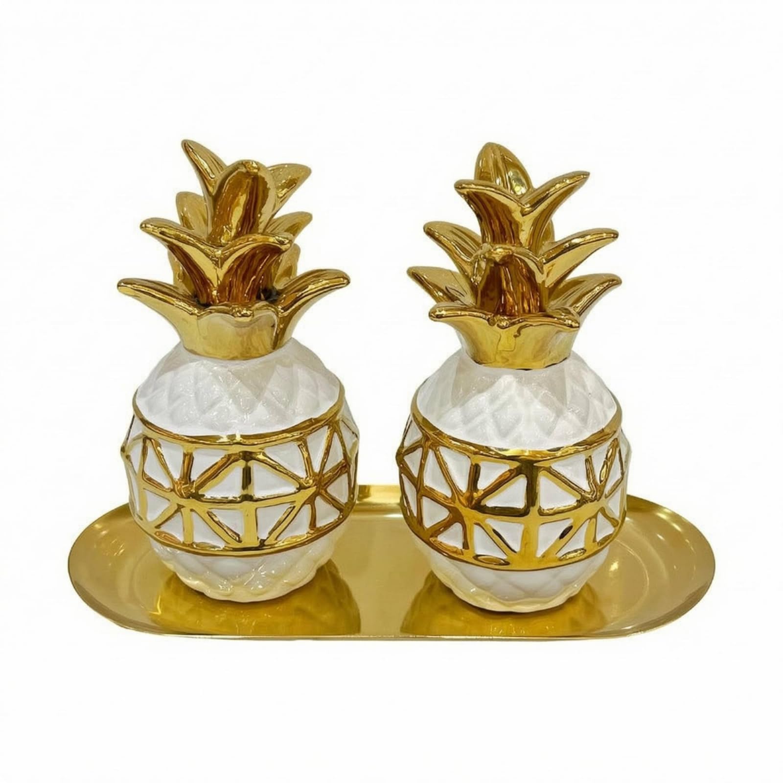 F Fityle Jarrón Estilo Europeo Juego de Jarrones Jarrón Decorativo Recipiente Bandeja de Mesa con Conjunto de Dos Piezas y Base Dorada Adecuado para Mesa, 1339