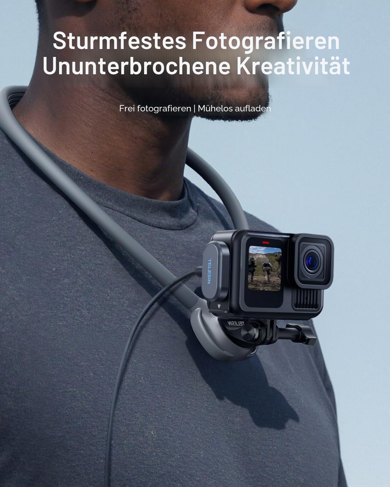 TELESIN Magnetic Contacto (Tür- und Stromkabel-Kit) für GoPro Mission 1 Pro Hero 13/12/11/10/9 Schwarz, IPX5 wasserdichte Seitentürabdeckung mit 1,2 m Ladekabel, kompatibel mit Go Pro, Schnellladung