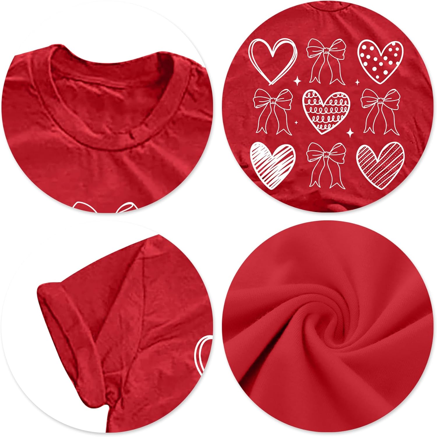 Valentine Day Shirts for Women: Happy Valentine Love Heart T-Shirt Cute Bow Print T Shirt Casual Short Sleeve Tops - Image 5