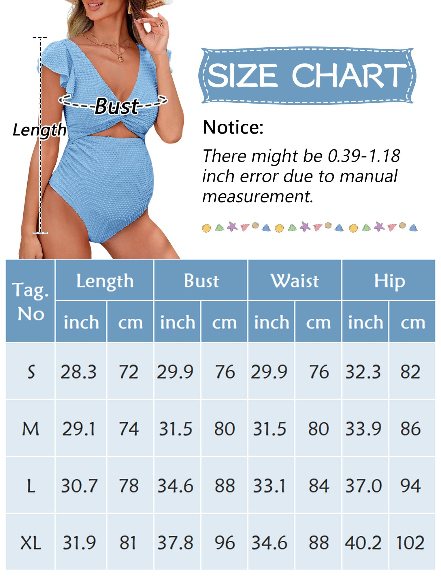 Happy Cherry Traje de baño de maternidad de una pieza para embarazo, cuello en V, manga con volantes, traje de baño de maternidad, traje de baño de maternidad, S-XL