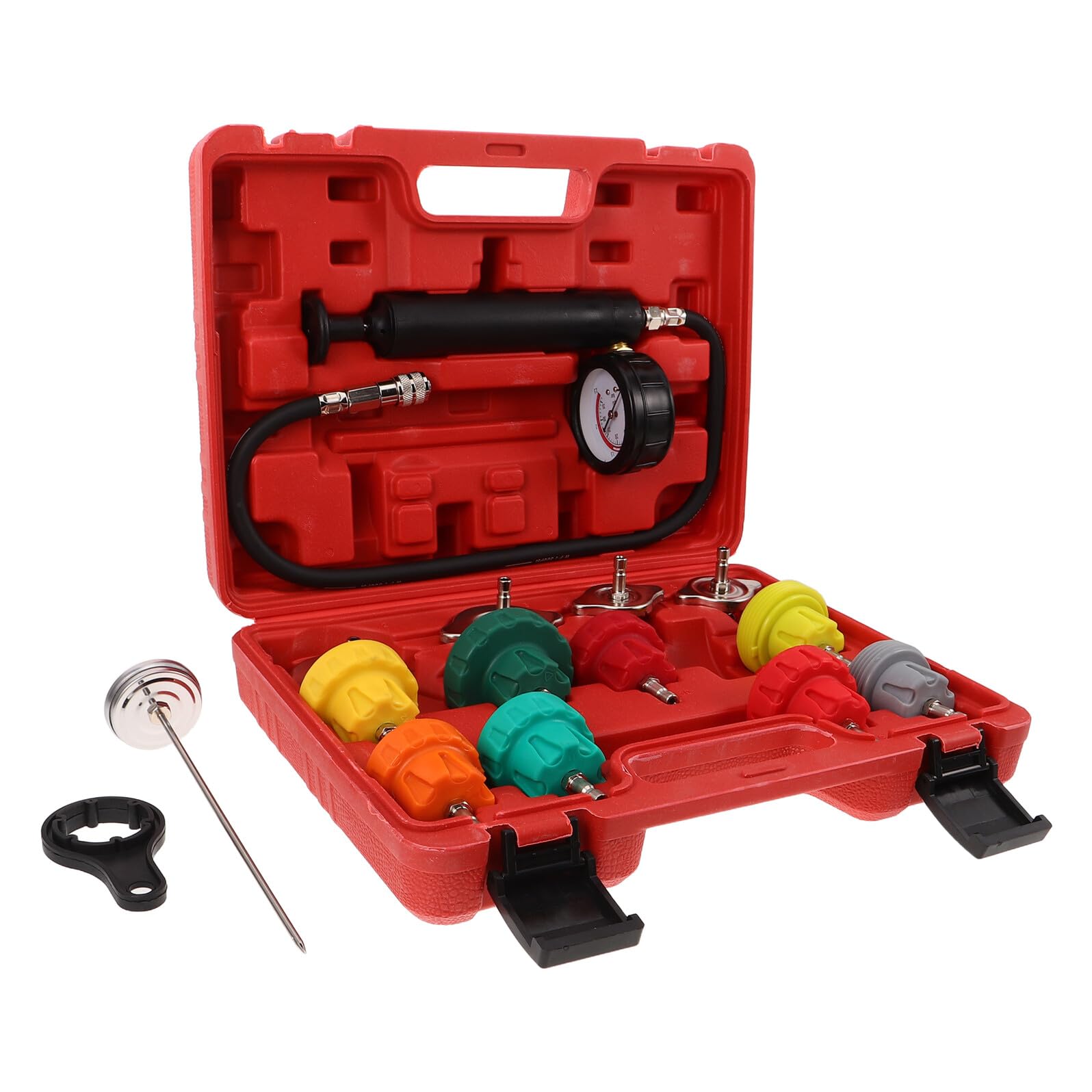Levemolo Tester Pressione Radiatore per Auto e Camion Materiale Metallo e Plastico, Strumento di Rilevazione Perdite Impianto Raffreddamento per Appassionati DIY e Professionisti