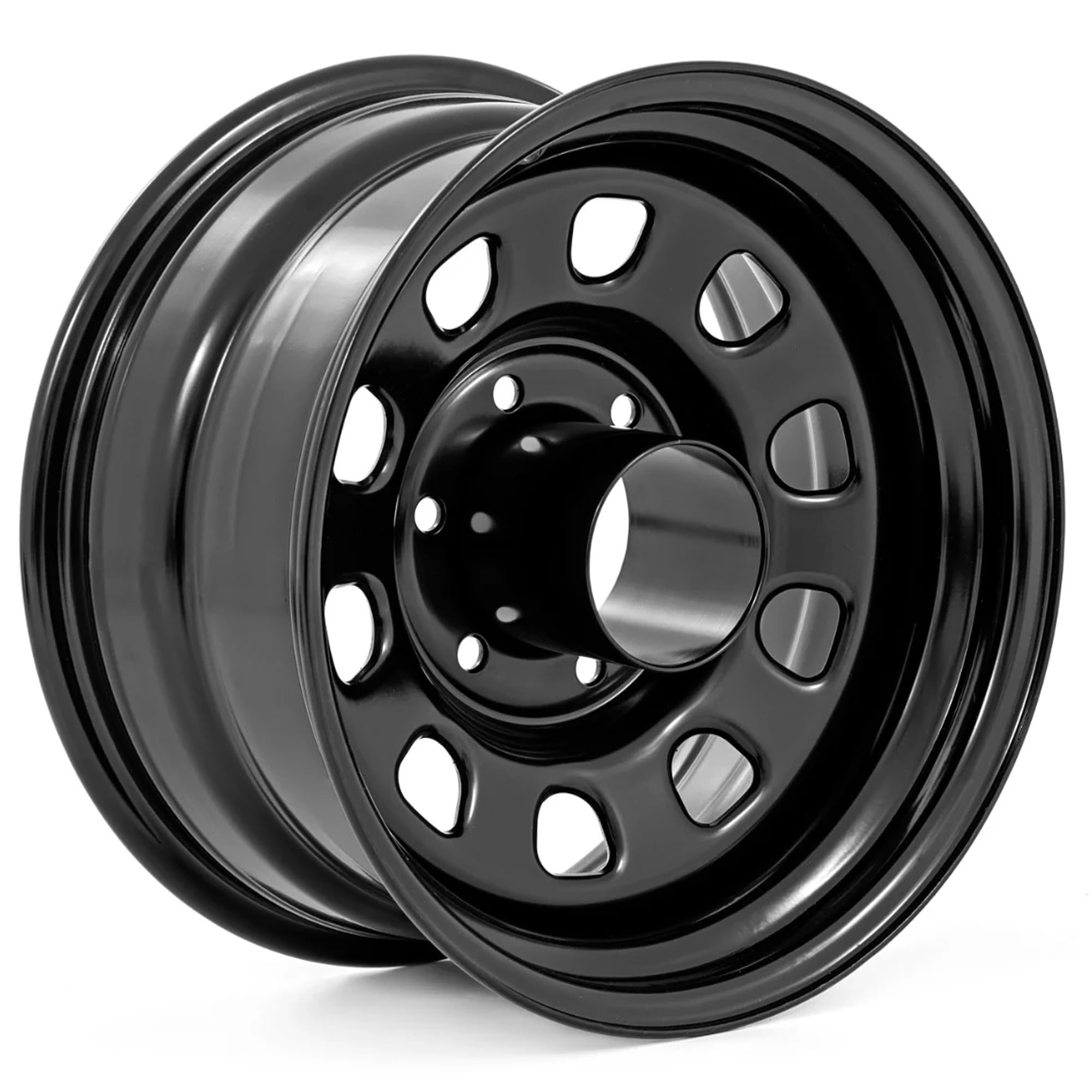 Rough Country Black Steel 15x8 | 5x5 | -19mm-RC51-5873 Wheel with Painted and Center Cap is Not Included (15 x 8. inches /10 x 5 inches, -19 inches Offset)