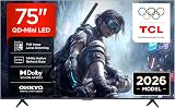 TCL 75T8D 75 Pouces QLED avec QD-Mini LED Dimming 4K HDR Ultra HD TV, Smart Google TV (Dolby Vision, HDR10+ & Atmos, 144Hz VRR, FreeSync Premium, Son Onkyo 2.1, Game Master, Commande vocale) - 1