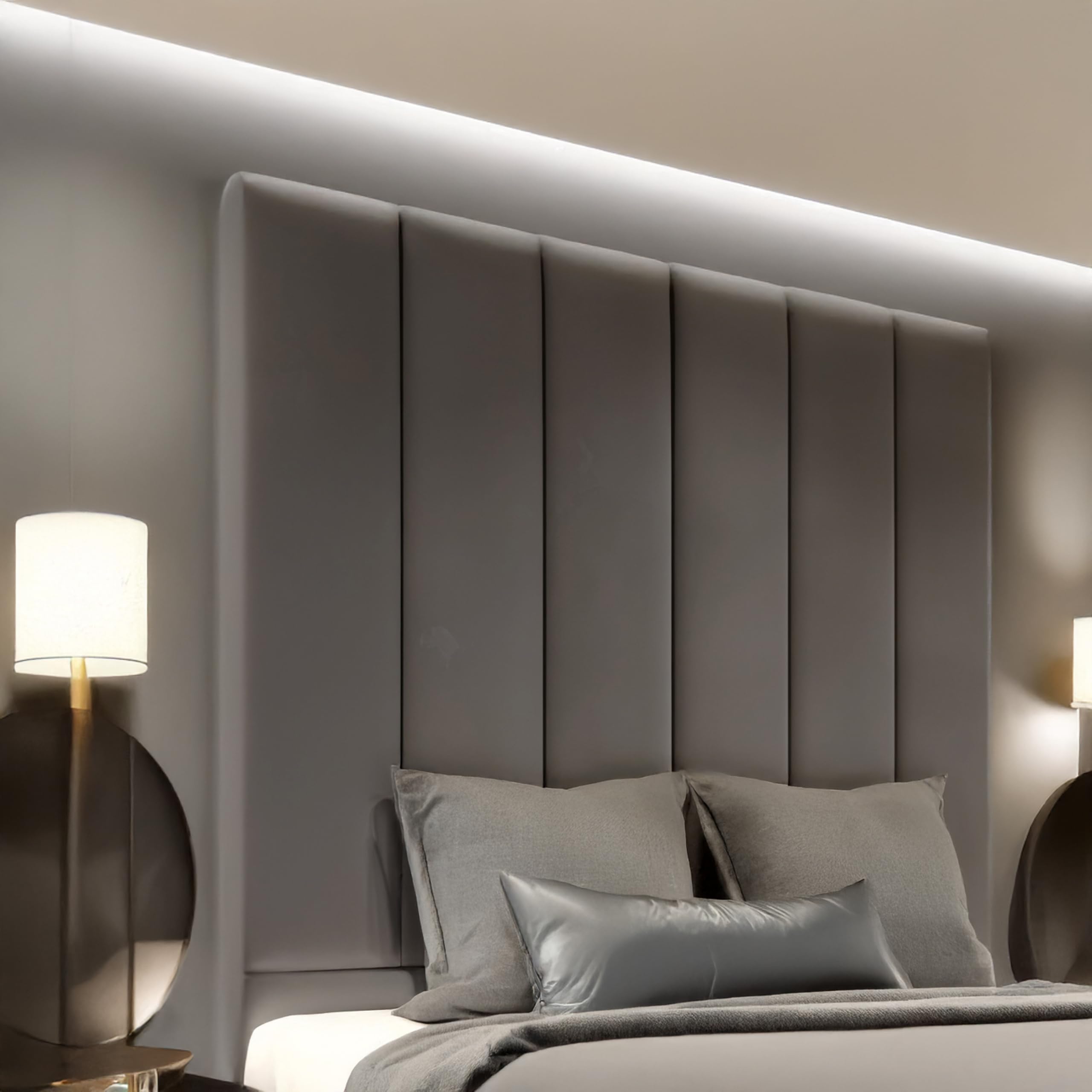 luxisleepltd Panels Tallest Plush velvet Fabric headboards Upholstered Headboard for divan bed frame sizes 3FT Single Small Double 4FT Double 4FT6 Kingsize 5FT + (Grey, 4ft6 Double-80'' Tall)