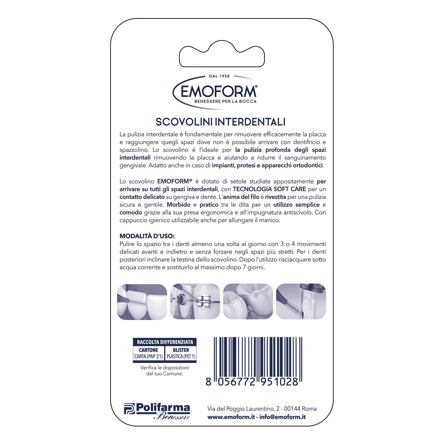 Scovolino Interdentale Emoform Rosa 6 Pz. con Tecnologia SoftCare per un Contatto Extra Delicato sulle Gengive grazie alle Setole Morbide - Impugnatura Antiscivolo con Cappuccio per l'igiene Orale
