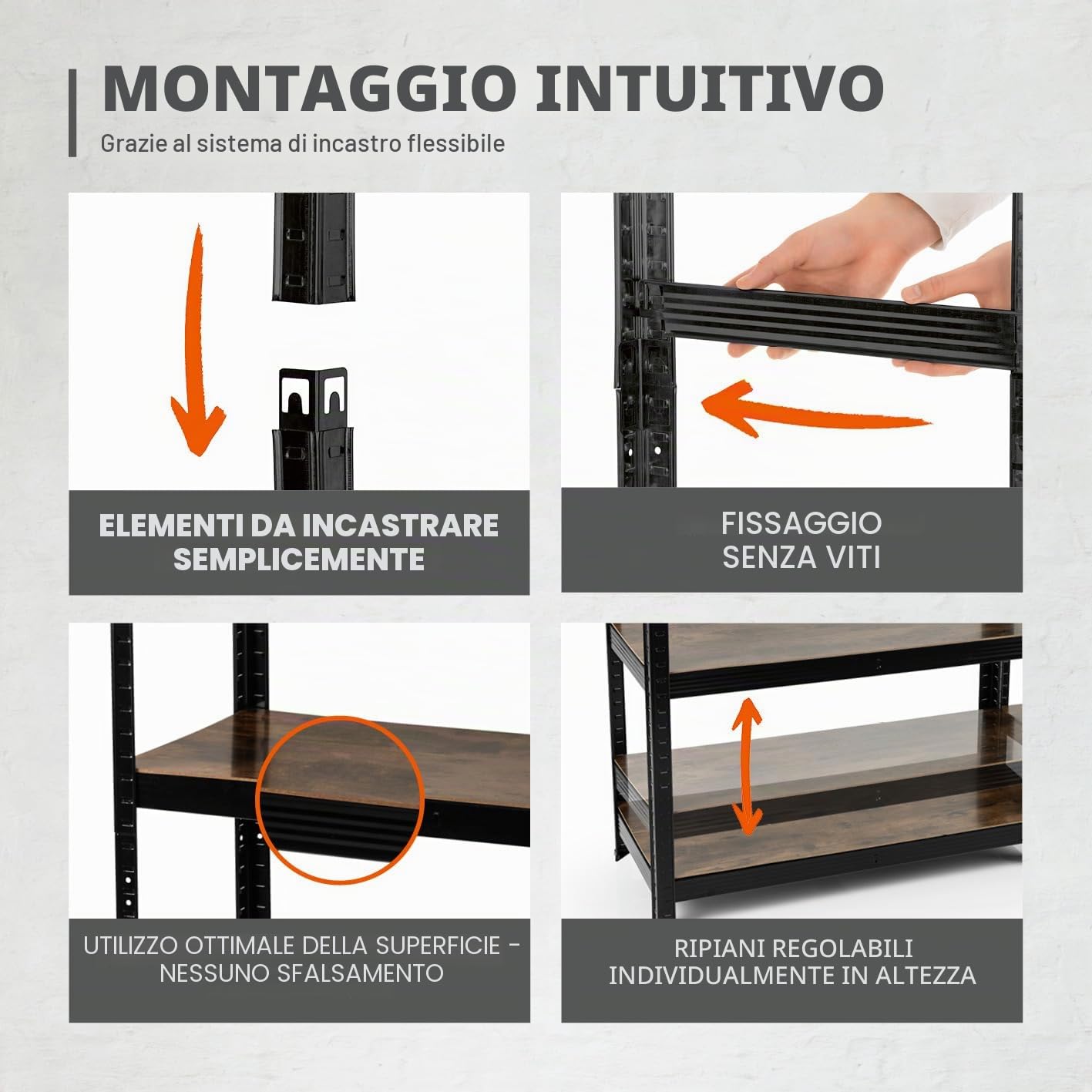 EASYmaxx Scaffalatura industriale 180 x 90 x 40 cm | Libreria con portata di 875 kg | Scaffale di stoccaggio – 175 kg | Elegante scaffale – 5 ripiani regolabili per un maggiore ordine in soggiorno