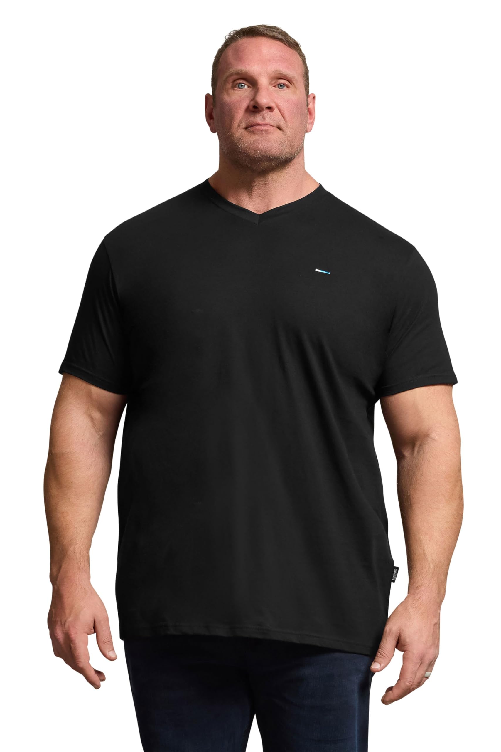 Badrhino Men's Black Big & Tall Extra Long V-Neck T-Shirt - Plus Size Curve
