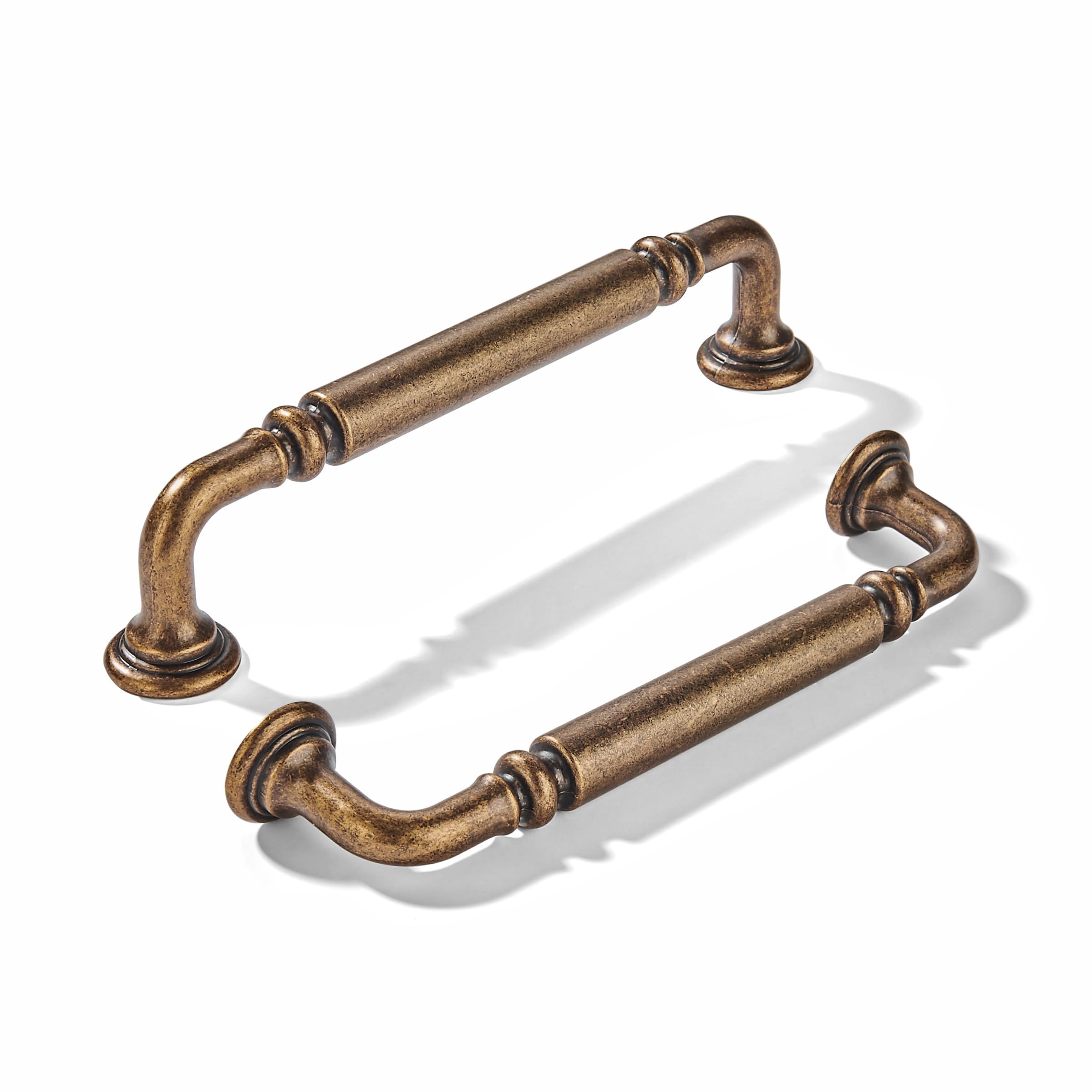 KHTUMEWARE-80392 Antique Brass Cabinet Pulls CTC 4 in (102 mm) 2-Pack