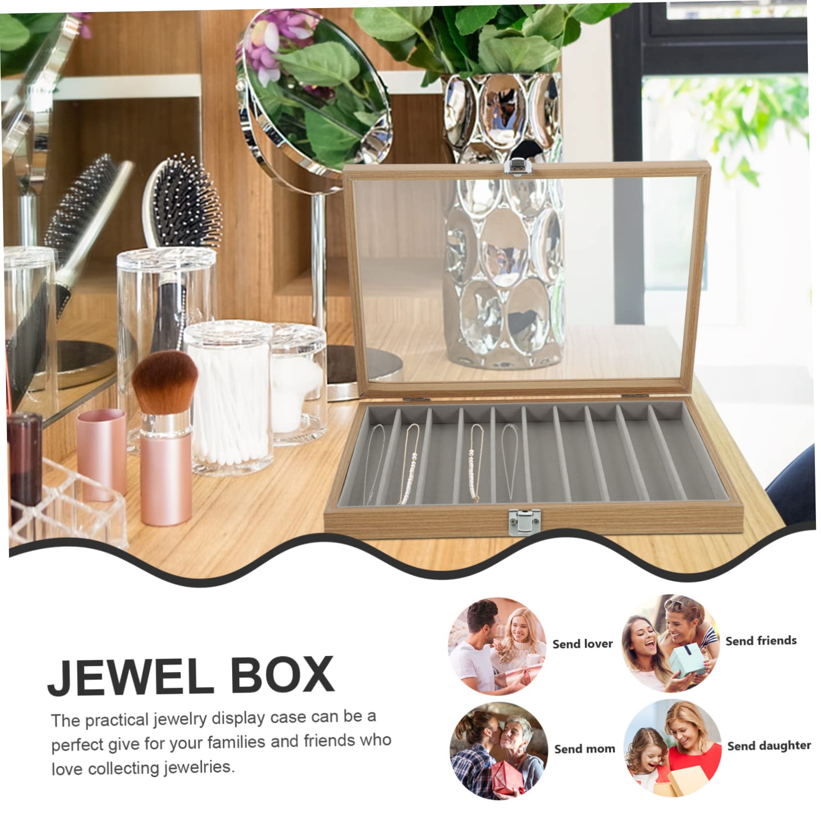 Alipis Caja de Almacenamiento de Joyas Transparente Tapa de Expositor de Collares y Pulseras Organizador para Anillos y Aretes para Joyas y Otras