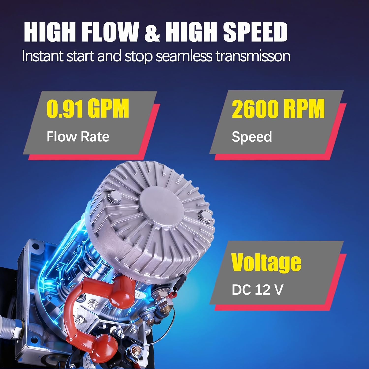 Hydraulic Power Unit 8 Quart 12V DC Double Acting, 8L Iron Reservoir, 0.91 GPM Flow Rate 3200 PSI for Dump Trailers, Lift Gates, Truck Hoists, Hydraulic Pump for Dump Trailer Car Lifting