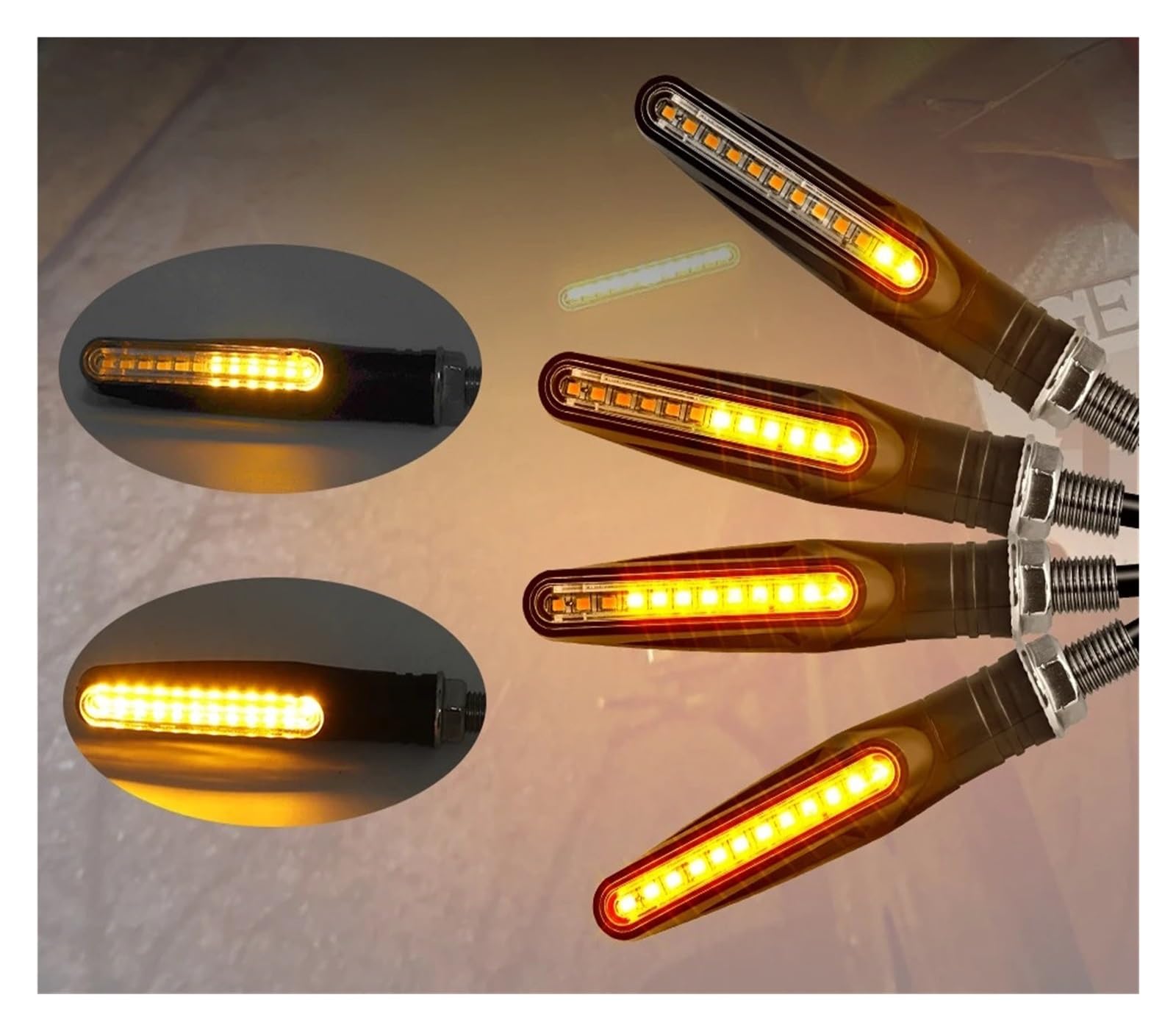 PBCGTFHJK Motorcycle Turn Sequential Signals L-ed Blinker Flowing Flashing Lights Tail Stop Indicators Turn(4PCS)