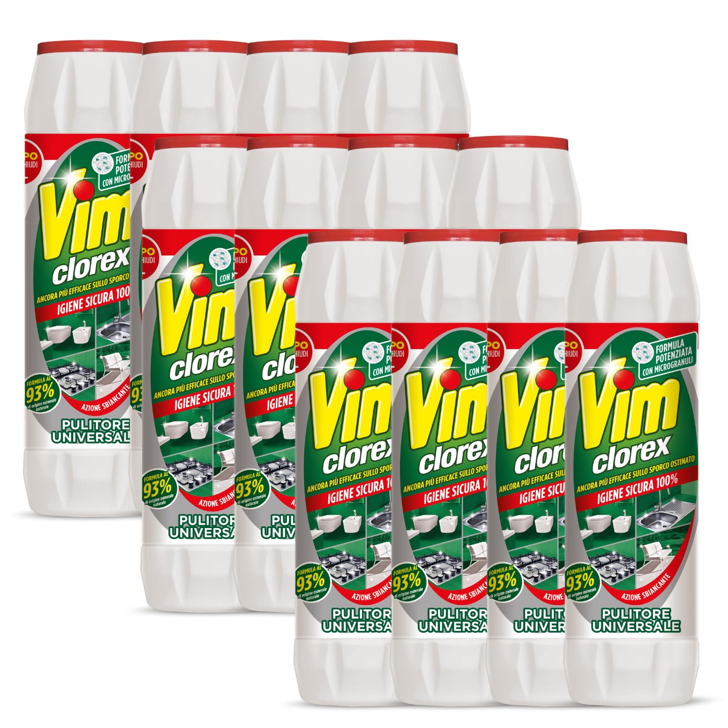 Vim Clorex, Igienizzante Ambienti, Rimuove Germi e Batteri, Azione Sbiancante, Rimuove lo Sporco Più Ostinato, con Cloro, Prodotti Pulizia Casa In Polvere, 850 gr