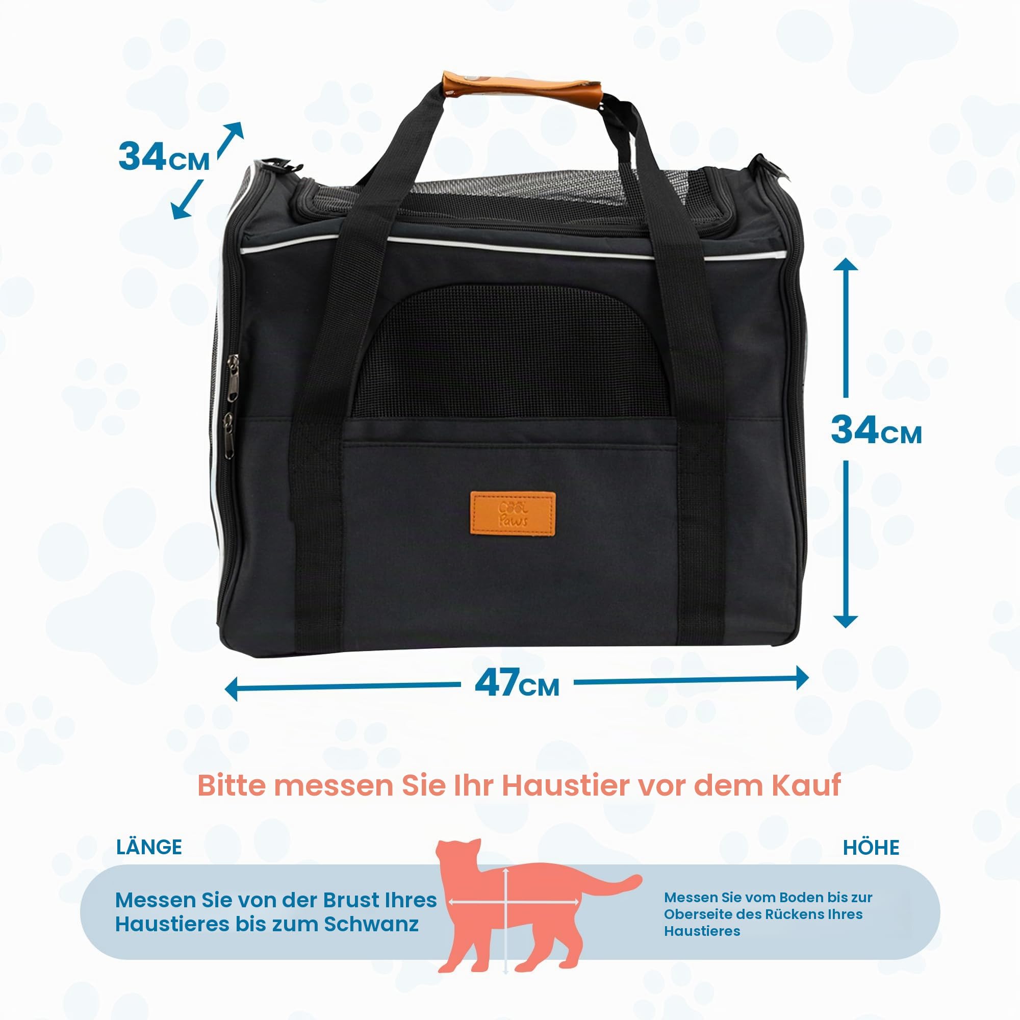 Haustier-Tragetasche für Katzen & kleine Hunde - Leichte, atmungsaktive Haustier-Reisetasche mit Netzseiten, verstärktem Rahmen, Abnehmbarer Matte und Schultergurt für sicheren Transport