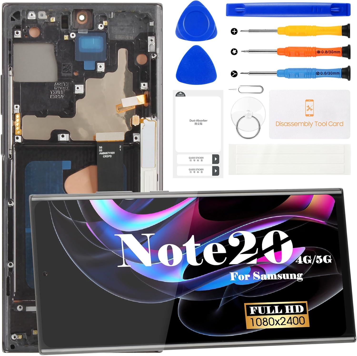 OLED for Samsung Note 20 Screen Replacement for Samsung Galaxy Note 20 5G/4G LCD Digitizer Repair for SM-N981U Screen Replacement Touch Display Assembly with Frame SM-N980F(with Fingerprint) (Black)