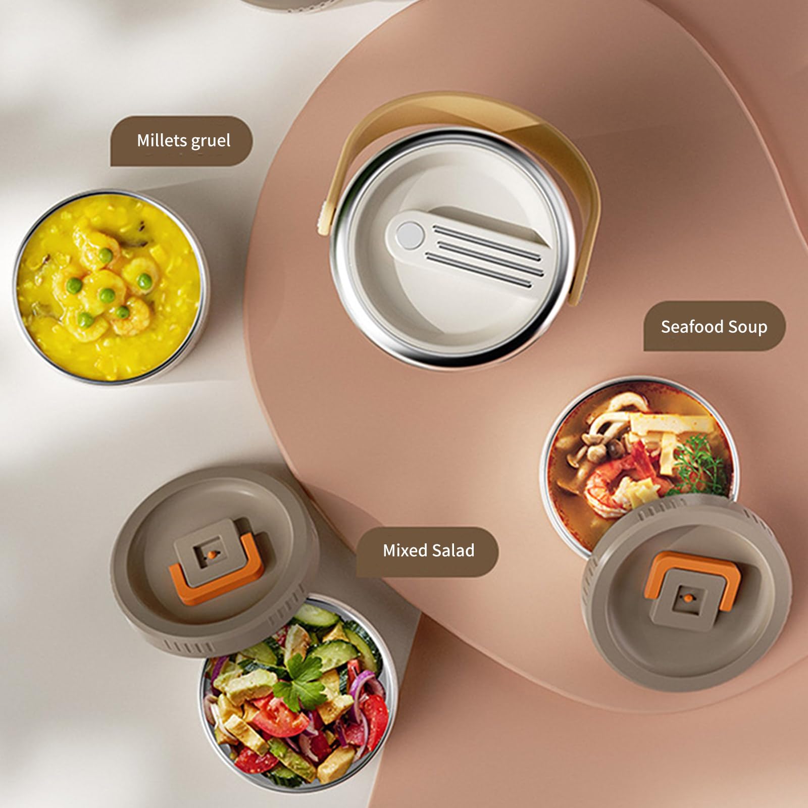 Scatola termica Bentos impilabile multistrato isolata per alimenti, in acciaio antiruggine, a prova di perdite, per uffici all'aperto, pasti, ufficio, contenitore per il pranzo con più