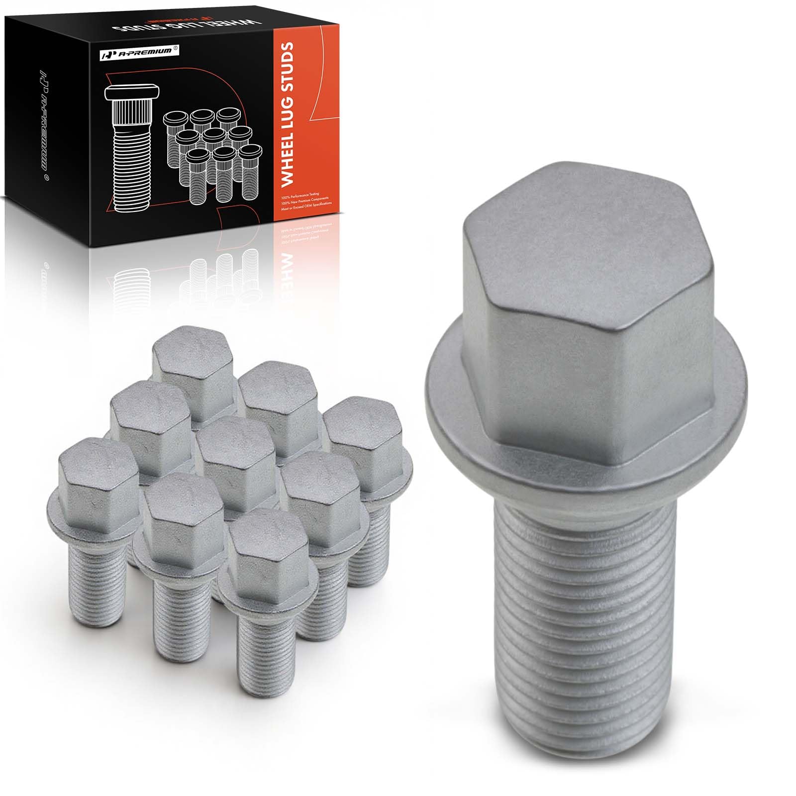 20 Pernos De Rueda Estilo Mercedes M14 X 1.5 – Rosca De 27 Mm, Acabado Plateado, Hechos En Italia