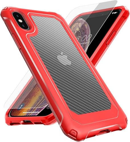 Dewfoam Funda para iPhone Xs y iPhone X, con protector de pantalla de vidrio templado y 4 esquinas, protección a prueba de golpes de 5.8 pulgadas