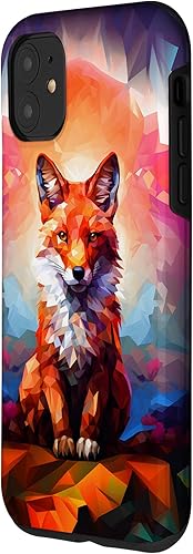 Miniatura 2 de iPhone 11 Mosaico de zorro rojo  Lindo  Funda colorida