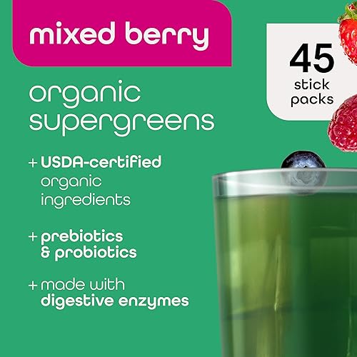 Miniatura 3 de Zena Nutrition Polvo orgánico Super Greens, más de 70 superalimentos, 0 azúcar, fibra 5G, espirulina, clorella, antioxidantes,