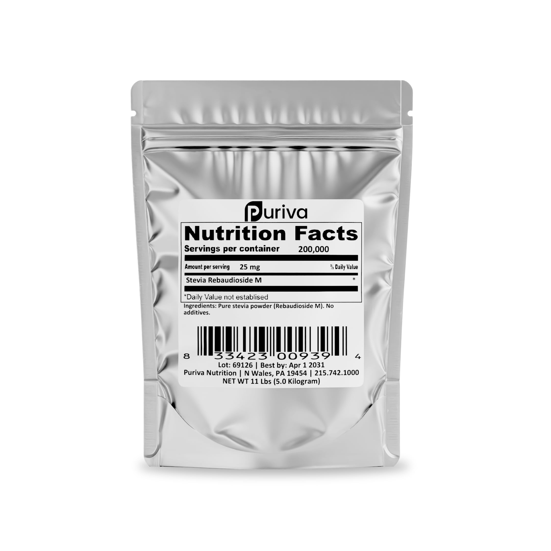 Stevia Reb M powder, (Reb-M | Rebaudioside M), 5 Kilograms, Puriva Nutrition