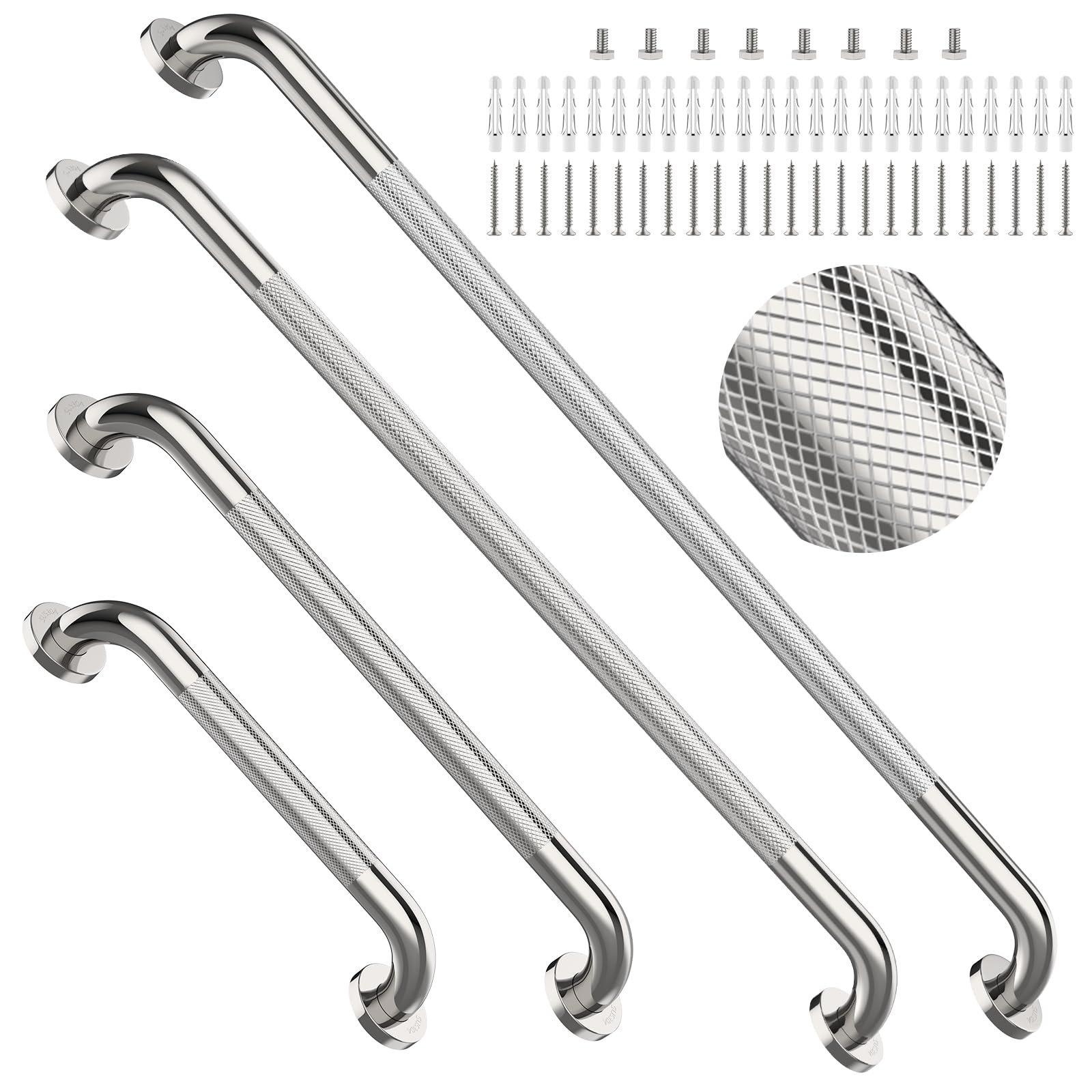 Commercial Grab Bar Bundle 16"24"36"40", Chrome Shower Grab Bar Set