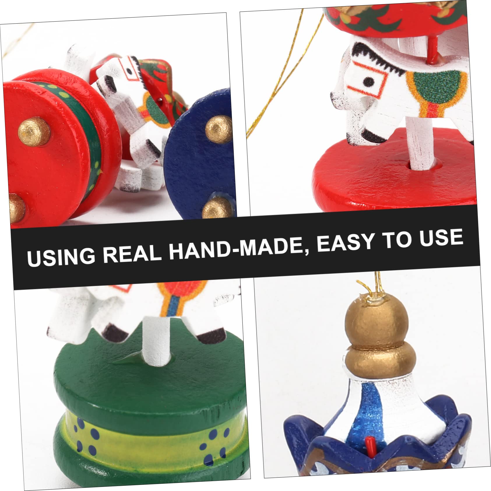 OUNONA 18stücke Holzpendel Weihnachtsbaum Dekoration Cartoon Merry-go-Round Für Festliche Anlässe Für Weihnachtsfeiern Und Kreative -projekte