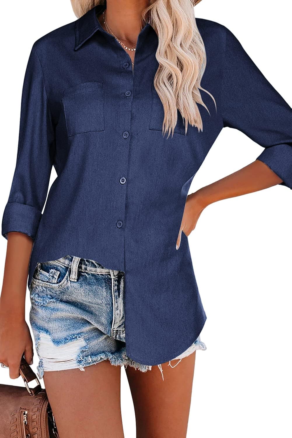 Women's chambray shirt long sleeve Clearance