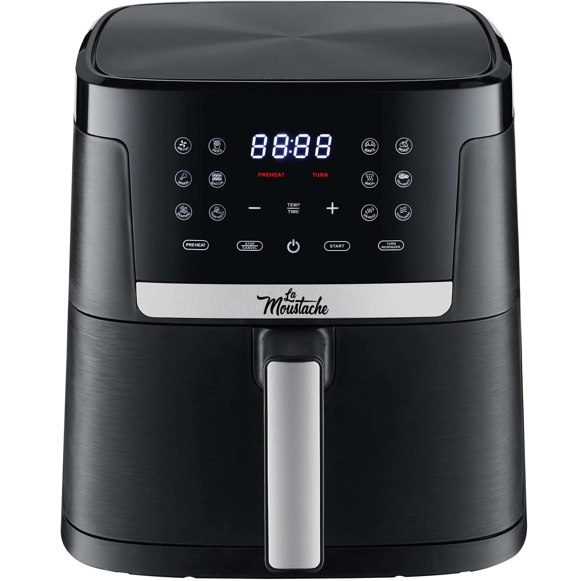 La Moustache - Freidora de Aire 7L, E-Book con más de 50 Recetas, Air Fryer 6-1, 1800W, Táctil, 12 Modos, Cesta Individual Antiadherente, °C Regulables, Temporizador (Pro Smart)