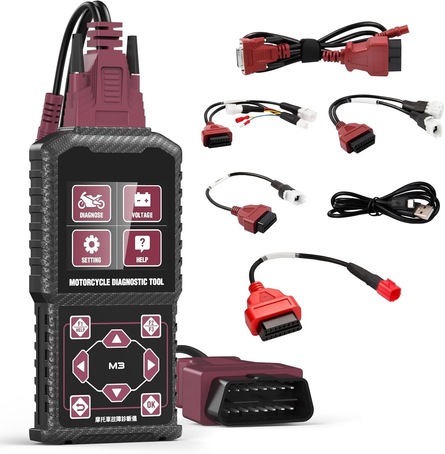 Equipo de diagnóstico OBD2 para Motocicletas con Cable Euro-5, Lector y escáner de códigos de fallo para Motocicletas, Compatible con Yamaha 2/3/4P, Kawasaki 4-6P, Honda 4P y Motocicletas OBDII