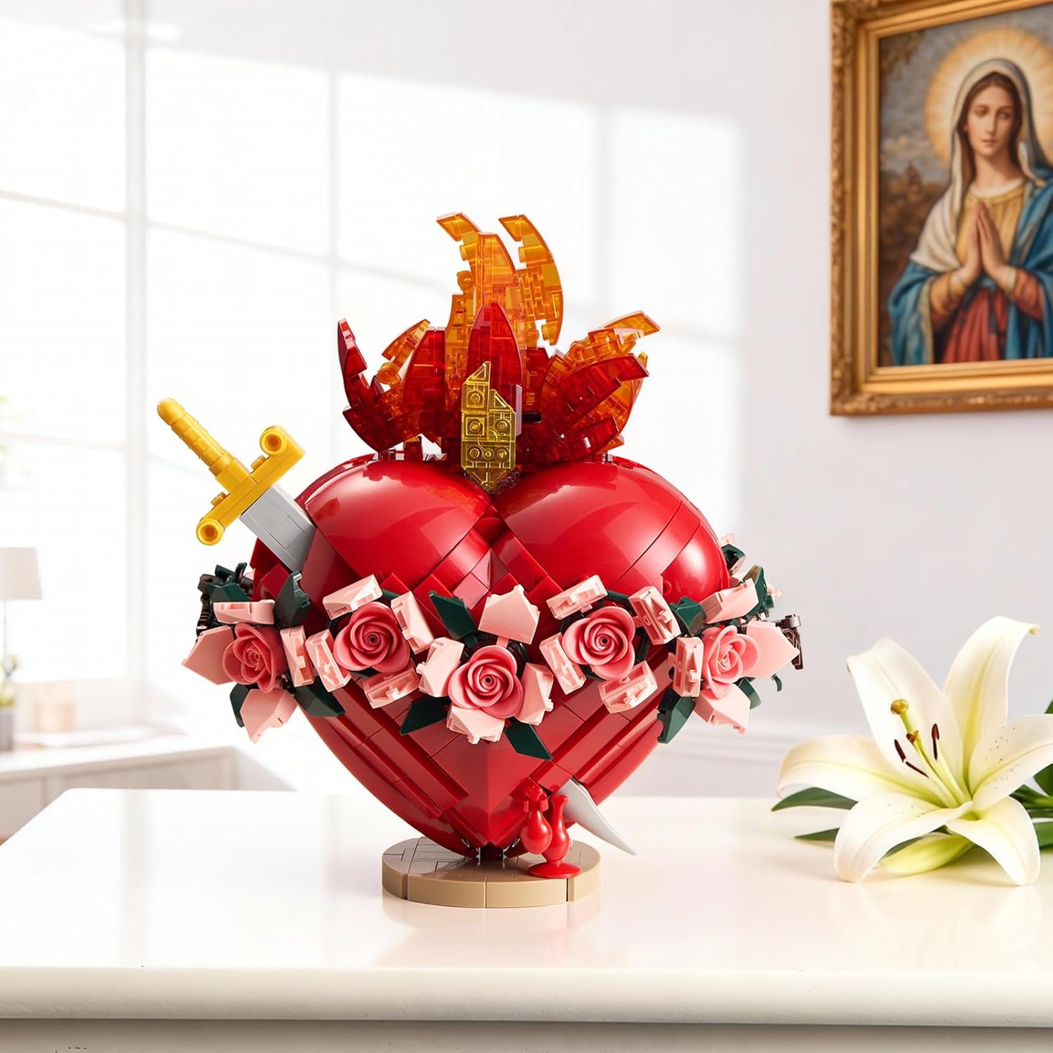 Sacred Heart of Mary Building Block Set, Immaculate Sacred Heart Building Model, Compatible with Lego Jesus Toy Decoration for Prayer Room, Christian, Easter, Religious, for Adults (771 PCS) - Image 3