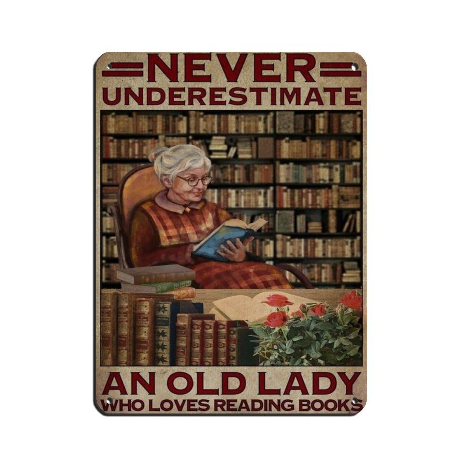 Girl And Book Lover Poster Retro Poster Metal Tin Sign Chic Art Retro Iron Painting Bar People Cave Cafe Family Garage Poster Wall Decoration 12x16inch(30x40cm)